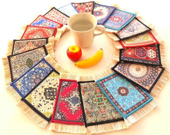 Coasters, Personalized Coasters, Create Your Own Coaster Set of 2, 4, 6, 8 and 10, Ethnic Coffee Table Decor, Boho Wedding Favors