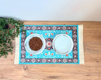 Dog Feeding Mat, Nonslip, Waterproof, Cat / Dog Placemat, Turkish Carpet Pet Bowl Mat, Cat Dog Gift