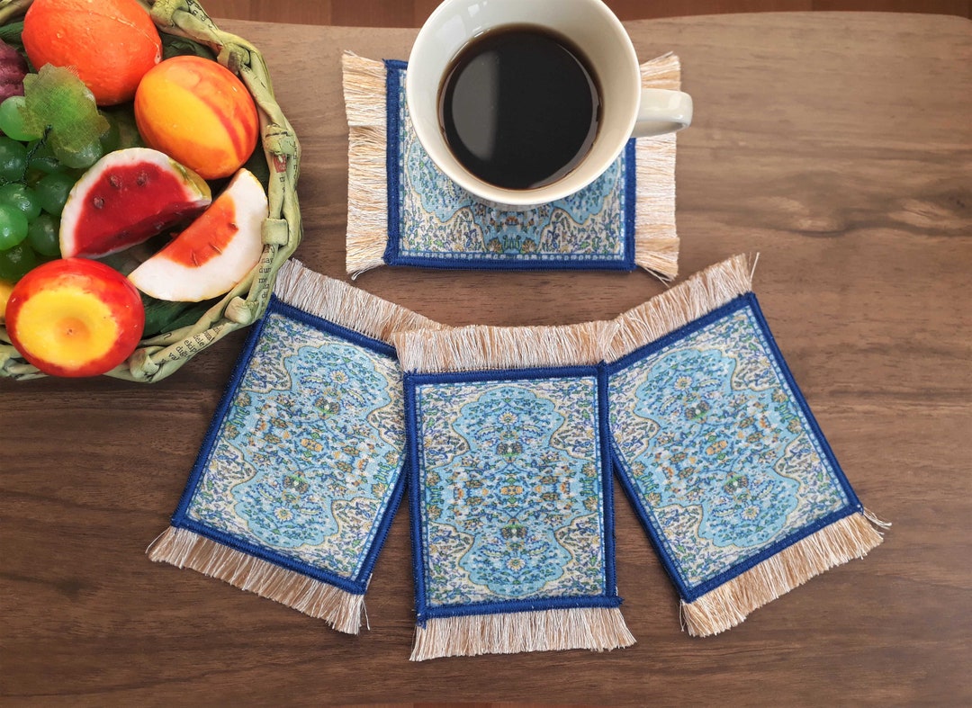 Coaster Set, Rug Coasters, Anniversary Gift, Gift for Her, Decor for ...