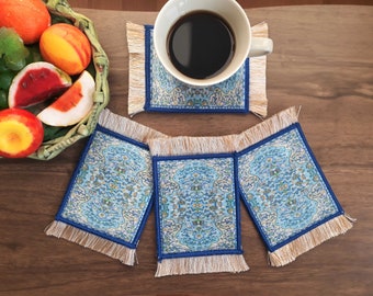 Coaster Set, Persian Rug Coasters, Anniversary Gift, Gift for Her, Decor for Home Office, Birthday