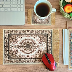 Mouse Pad Set, Mouse Pad and Coaster Set, Mini Rug, Table Pad, Mouse Mat, Teacher Gift, Gift Set