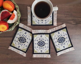 Traditional Turkish Mediterranean Moroccan Rug Coasters, Carpet Coasters, Handmade Gift Ideas, Kitchen Home Decor