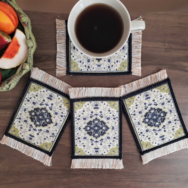 Traditional Turkish Persian Mediterranean Moroccan Rug Coasters, Carpet Coasters, Handmade Gift Ideas, Kitchen Home Decor
