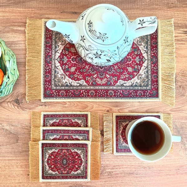Coaster, Oriental Rug Coasters, Persian Turkish Boho Coaster, Mug Rug, Drink Mat, Home Decor, Gifts for Wife