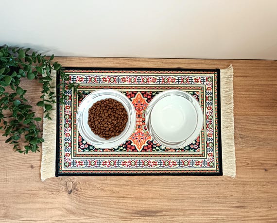 Dog / Cat Bowl Mat, Nonslip, Waterproof, Turkish Rug Cat / Dog Placemat, Carpet Pet Feeding Mat, Cat Dog Gift