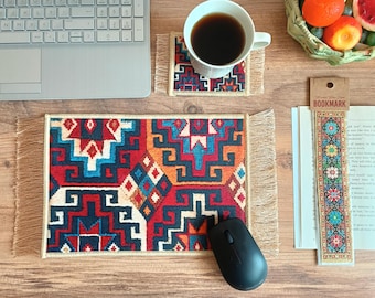 Mousepad, Beautiful Turkish Kilim Mouse Pad, Rug / Carpet Mouse Mat, Office Decor, Computer Accessory, Christmas Gift