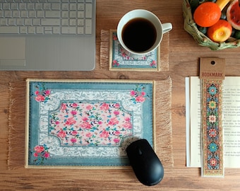 Mouse Pad, Beautiful Floral Carpet Desk Mat, Rug Mousepad, Office Computer Accessory, Nature Desk Decor, Coworker Gift
