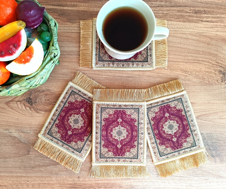 Table Rug Coasters Beautiful Turkish Carpet Coasters, Rug Coasters, Mug Rug, Christmas ...