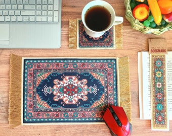 Miniature Rug Mouse Pad, Turkish / Persian Carpet Style Mousepad, Gift for Teacher, Dollhouse Miniature