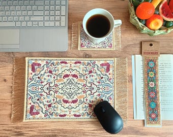 Boho Mouse Pad, Rug Mousepad, Desk Mat, Doll House Miniature Rug, Mini Turkish Rug ,Home Office Desk Accessories