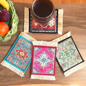 Coasters, Handmade Coasters, Turkish / Moroccan / Persian Pattern, Mug Rug, Drink Mat, Home Decor Accessory, Housewarming Gift