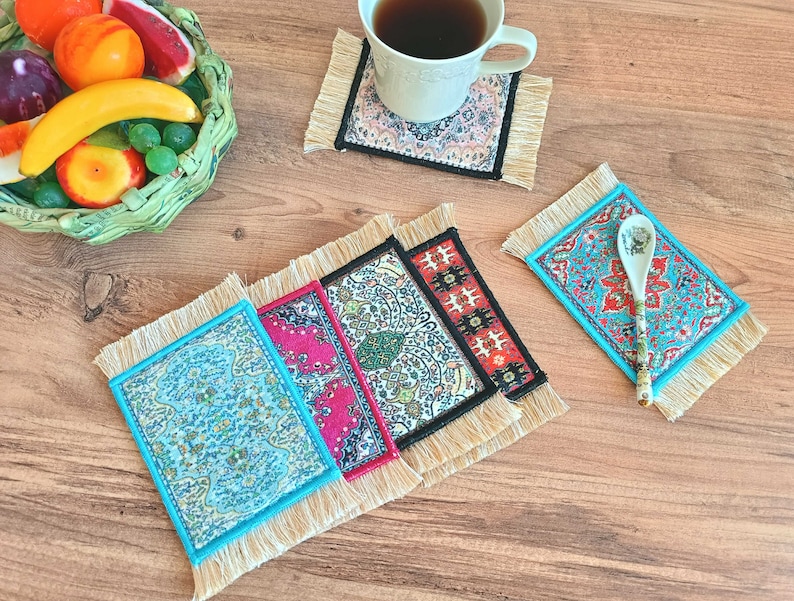 Coasters, Handmade Mug Rug, Drink Coaster, Coffee Coaster, Dorm Room ...