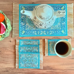 Beautiful Rug Trivet & Coasters, Persian / Turkish / Mediterranean Coasters and / or Pad, Mug Rug, Housewarming Trivet