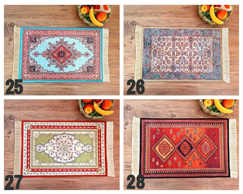 Cat Food Mat With Fringe, Nonslip, Machine Washable, Turkish Rug Cat / Dog Bowl Mat, Carpet Pet Feeding Mat, Puppy Cat Gift image 10