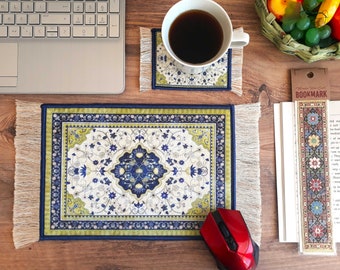 Mouse Pad, Beautiful Green Turkish Carpet Mousepad, Persian Rug Mouse Mat, Office Decor, Computer Accessory, Gift Set