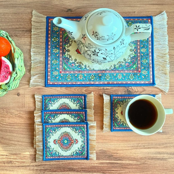 Beautiful Persian Rug Coasters, Large Coaster, Trivet Set, Pot Holder, Housewarming Gift, Christmas Gift, Gift for Women Who Have Everything