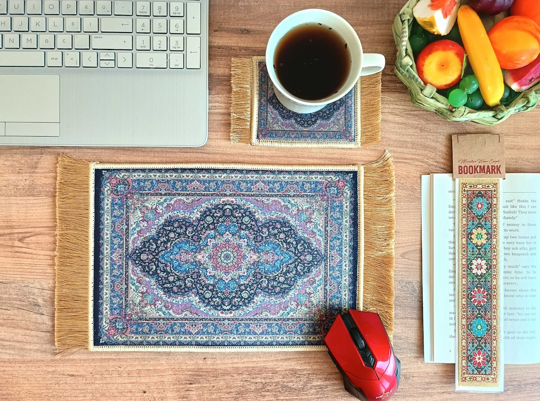Mouse Pad, Dainty Turkish / Persian Rug Mouse Pad Set, Carpet Mousepad