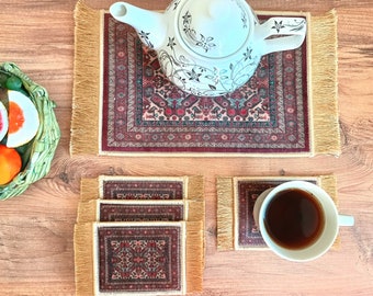 Beautiful Persian Rug Coasters, Large Coaster, Trivet Set, Pot Holder, Housewarming Gift, Fun Kitchen, Nowruz Decoration