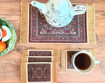 Beautiful Persian Rug Coasters, Large Coaster, Trivet Set, Pot Holder, Housewarming Gift, Fun Kitchen, Nowruz Decoration