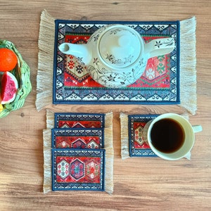 Coasters, Beautiful Turkish Carpet Coasters, Persian Rug Coasters, Mug Rug, Christmas Gift, Table Decor, Housewarming Gift
