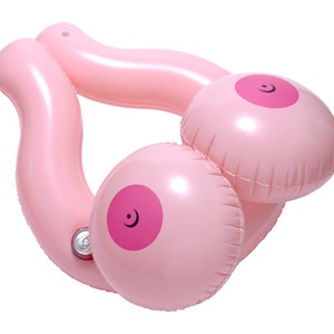 Bachelorette Party Boobie Pool Float - Adult Games Decorations Supply Funny Beach Bachelor Boob Inflatable Big Breasts Cup Holder Engagement
