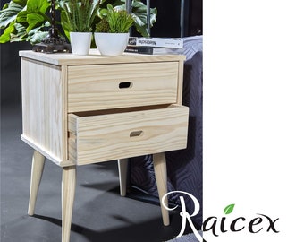 Unpainted pine bedside table Ref.: 00208