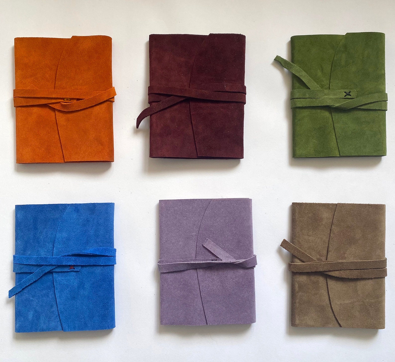 Handmade Suede Journal: Vibrant Color Notebook, Sketchbook (5.5x4.5 ...