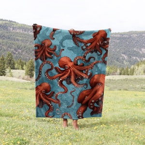 Octopus Blanket Octopus Throw Blanket Octopus Fleece Blanket Octopus Adult Kid Blanket Octopus Gift Her Him Octopus Custom Name Gift