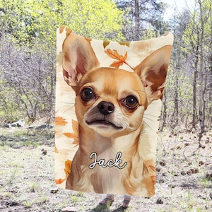 Chihuahua Dog Fall Throw Blanket Chihuahua Adult Kid Blanket Chihuahua Custom Name Gift Chihuahua Owner Gift