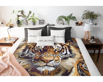 Tigers Blanket Tiger Throw Blanket Fleece Blanket Tigers Adult Kid Blanket Tiger Gift Her Him Tiger Custom Name Gift
