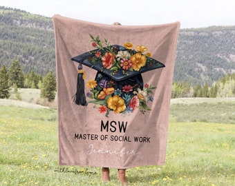 Master of Social Work Gift Master of Social Work Blanket Gift Custom MSW Graduate Gift Personalized MSW Graduation Gift Friend Gift