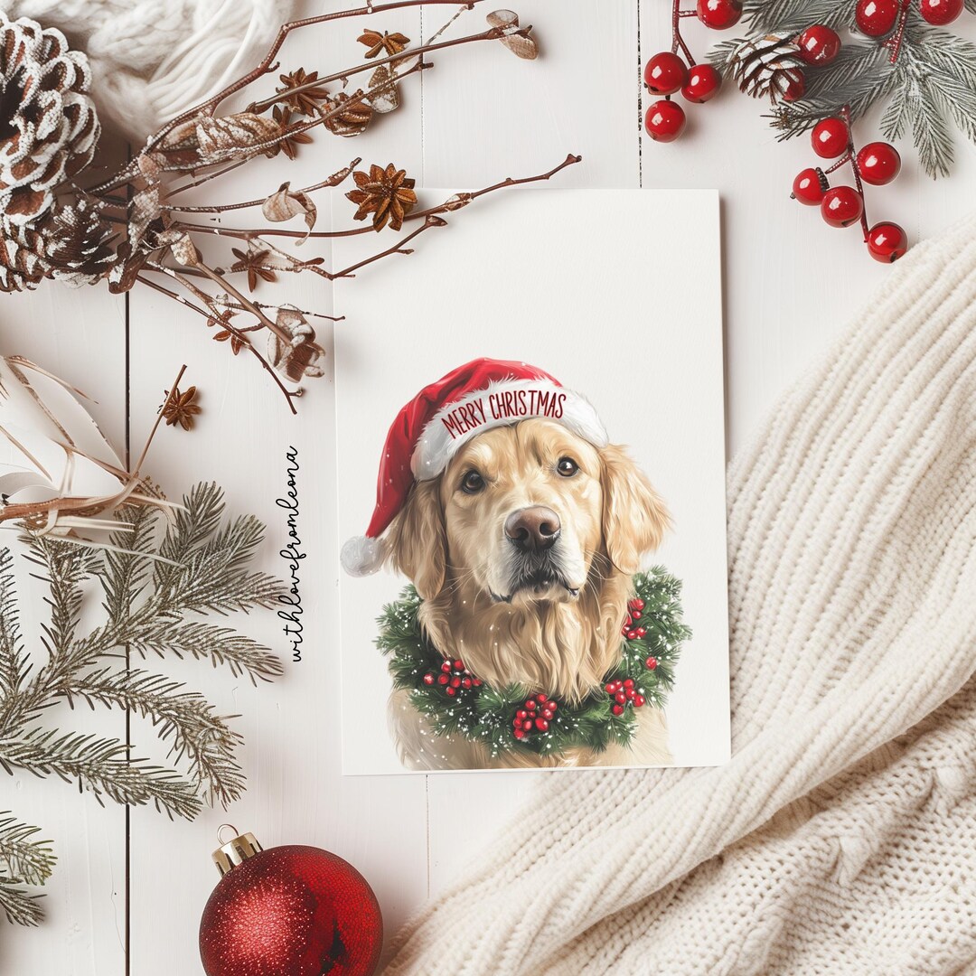 Golden Retriever Christmas Greeting Card From the Dog for Groomers Vets ...