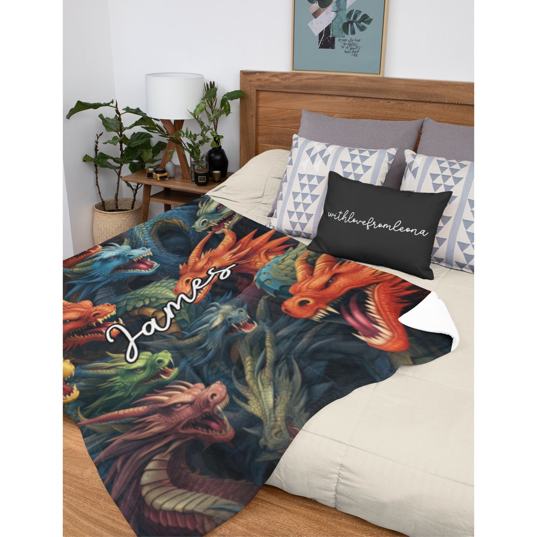 Dragons Blanket Dragon Throw Blanket Dragon Fleece Blanket Etsy