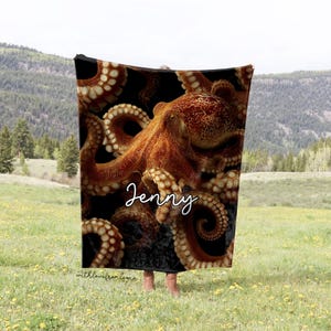 Octopus Blanket Octopus Throw Blanket Octopus Adult Kid Blanket Octopus Gift Her Him Octopus Custom Name Gift