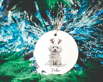 Personalized Maltese Christmas Ornament Personalized Maltese Ornament Maltese Memorial Gift Pet Ornament