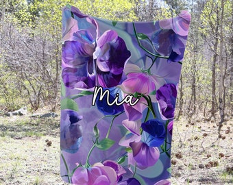 Sweet Pea Flowers Blanket Sweet Pea Birth Flower Blanket Birth Flower Gifts Her Him Birth Flower Gift Mom Gift Aunt Gift Sister Grandma Gift