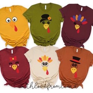 Cute Turkey Fall Thanksgiving Shirt, Thanksgiving t shirt womens, family thanksgiving shirts, funny Thanksgiving tee t-shirts Fall Shirt image 1