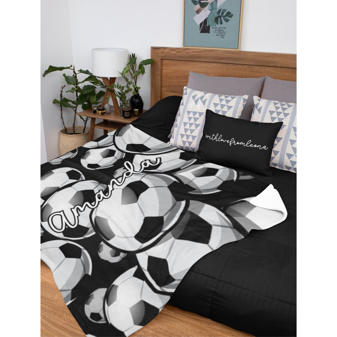 Soccer Custom Name Blanket Soccer Throw Blanket Soccer Fleece Blanket