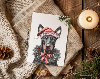 Biglietto Di Natale Con Cane Doberman, GCD71432, Con Busta, 12,7x17,8 Cm, Pet Artwork