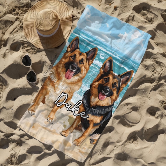 German Shepherd Dog Print Bath Towels German Shepherd Beach Towel
