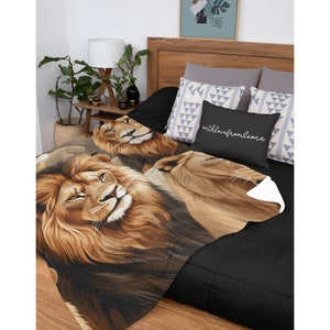 Lion Blanket - Lion Throw Blanket - Lion Fleece Blanket - Lion Adult Kid Blanket - Lion Gifts Her Him - Custom Name Gift