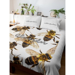 Bees Blanket Bee Throw Blanket Fleece Blanket Bumblebees Adult Kid Blanket Bees Gift Her Him Bee Custom Name Gift