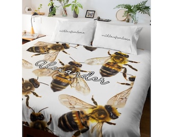 Bees Blanket Bee Throw Blanket Fleece Blanket Bumblebees Adult Kid Blanket Bees Gift Her Him Bee Custom Name Gift