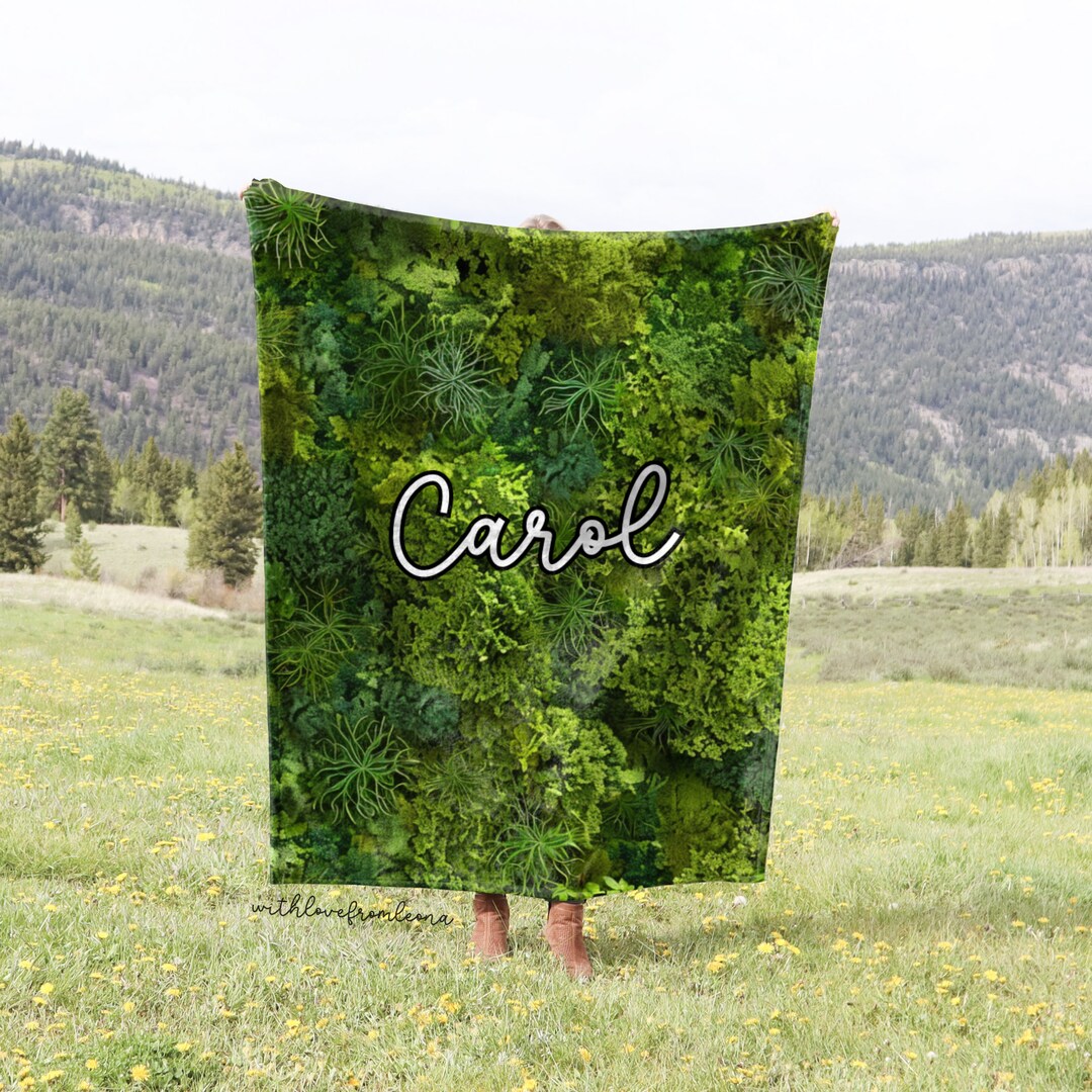 Moss Blanket Green Forestcore Throw Blanket Green Moss Fleece Adult Kid