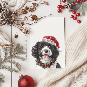 Portuguese Water Dog Christmas Greeting Card from the Dog For Groomers Vets Breed Lovers Christmas Portuguese Water Dog Christmas Card