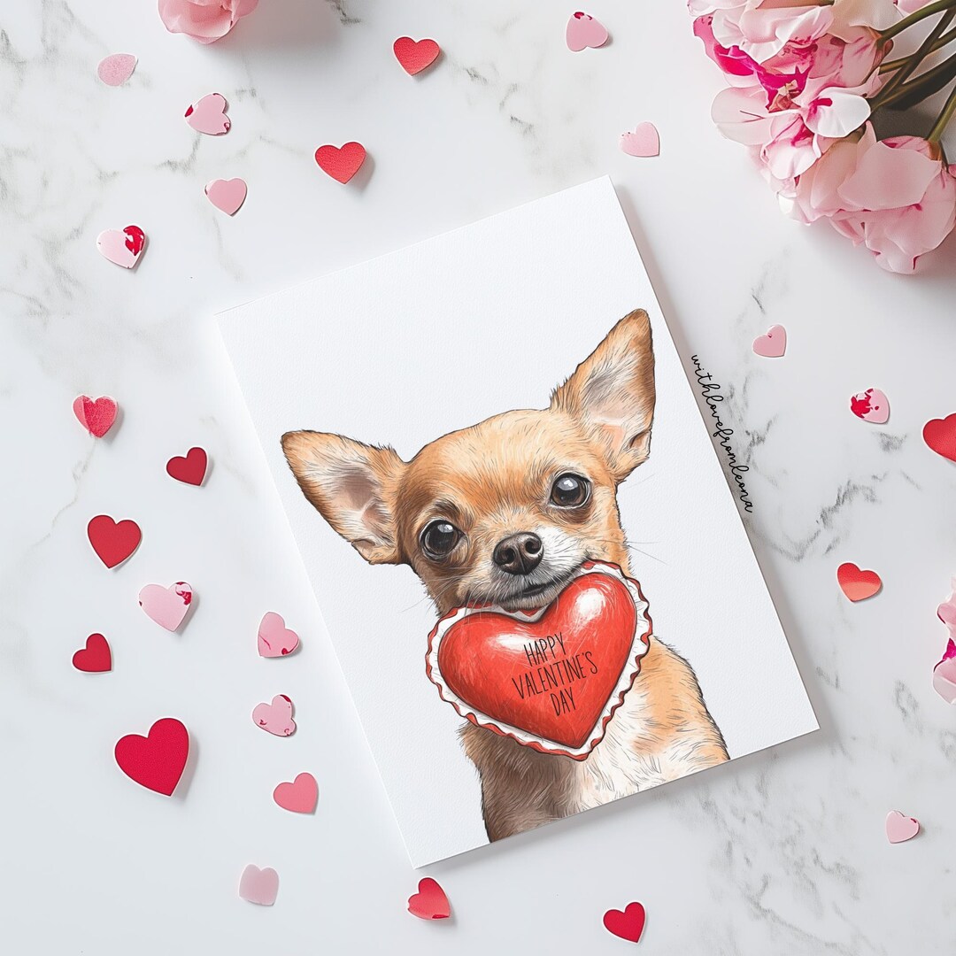 Chihuahua Dog Valentines Day Greeting Card From the Dog for