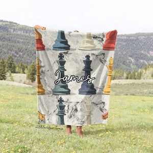 Chess Blanket Chess Throw Blanket Fleece Blanket Chess Adult Kid Blanket Chess Gift Her Him Custom Name Gift