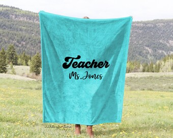 Teacher Gift Teacher Personalized Blanket Custom Teacher Name Gift Custom Fleece Gift Teacher Blanket Gift