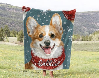 Corgi Dog Winter Throw Blanket Corgi Adult Kid Blanket Corgi Custom Name Gift Corgi Owner Gift