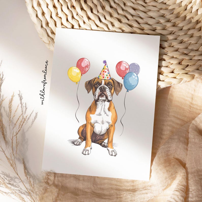 Boxer Birthday Greeting Card From the Dog for Groomers Vets and Breed ...